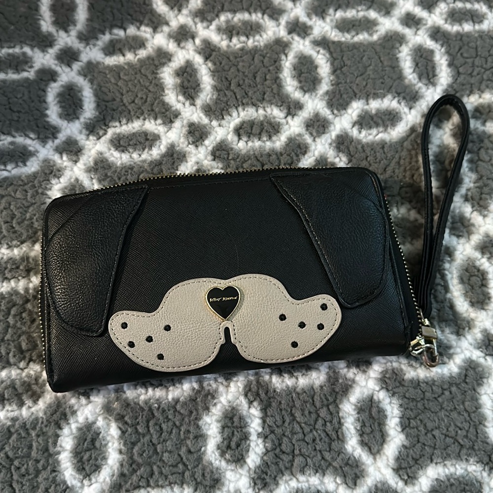 Betsey Johnson Puppy Dog Clutch Wallet wrist strap Wristlet